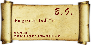 Burgreth Iván névjegykártya